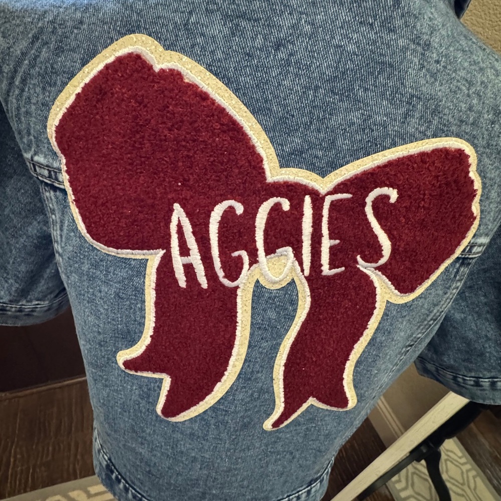 Texas Aggie Bow Patched Denim Jacket (NEW!) - Picture 4 of 9